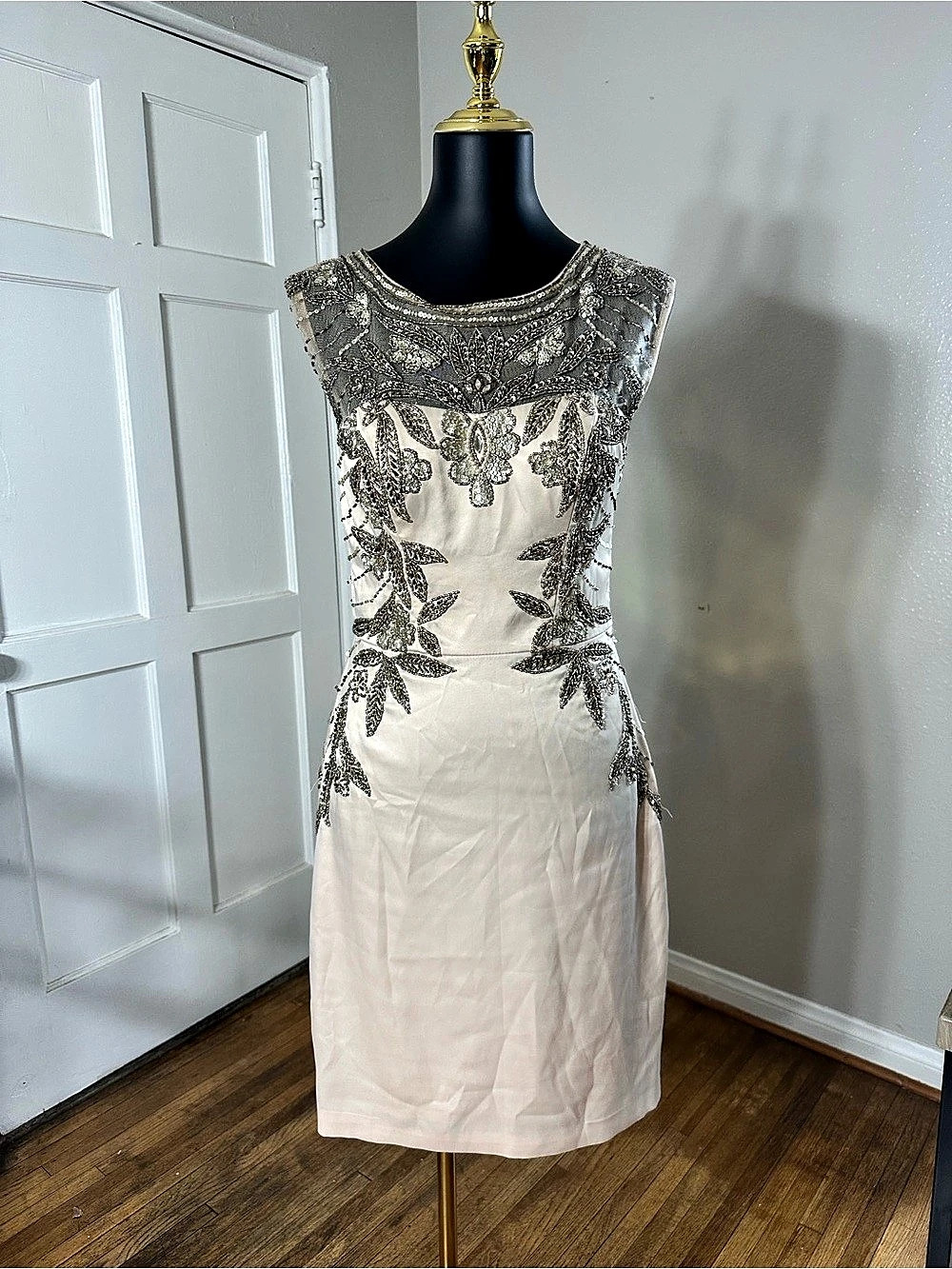 Embellished Mini Dress in champagne & gold  Like New